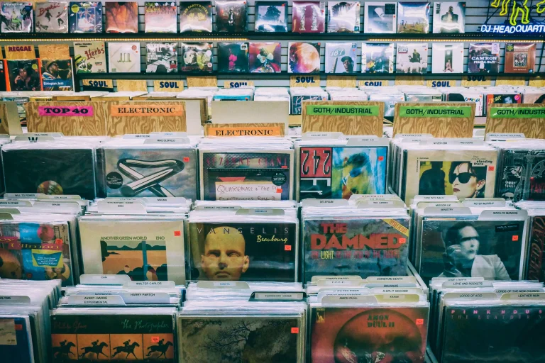 Rock and metal section of a record store