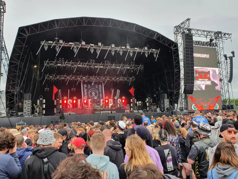 While She Sleep performing at the download festival pilot in 2021, UK