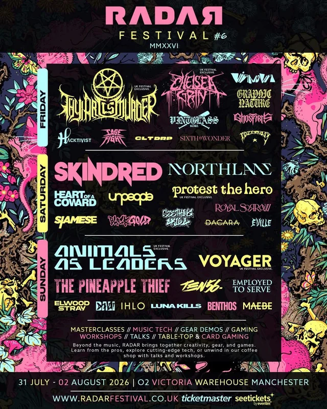 radar festival 2026 lineup poster featuring Skindred, Thy Art is Murder and many more